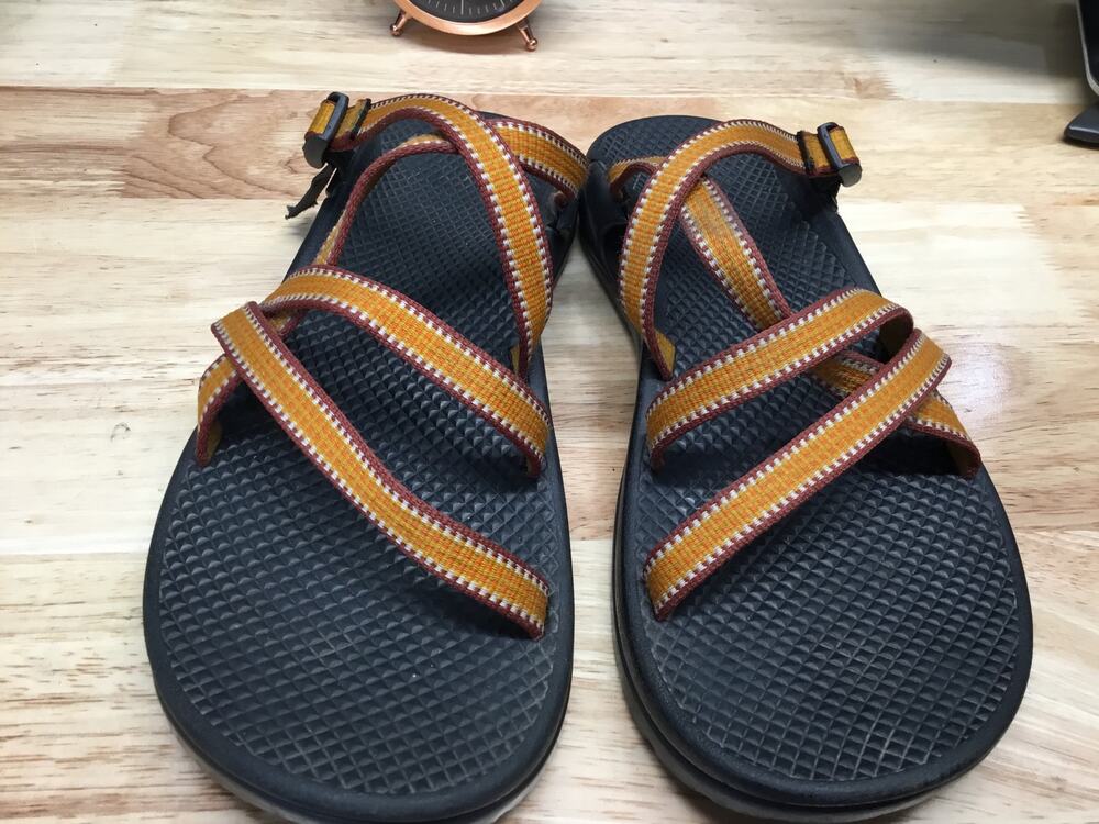 Chaco Women’s 6 Orange Sunset Black Slip-On Comfort Open-Toe Strappy Sandals